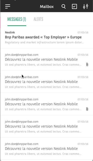 prototype mobile bnp paribas cib UX/UI design